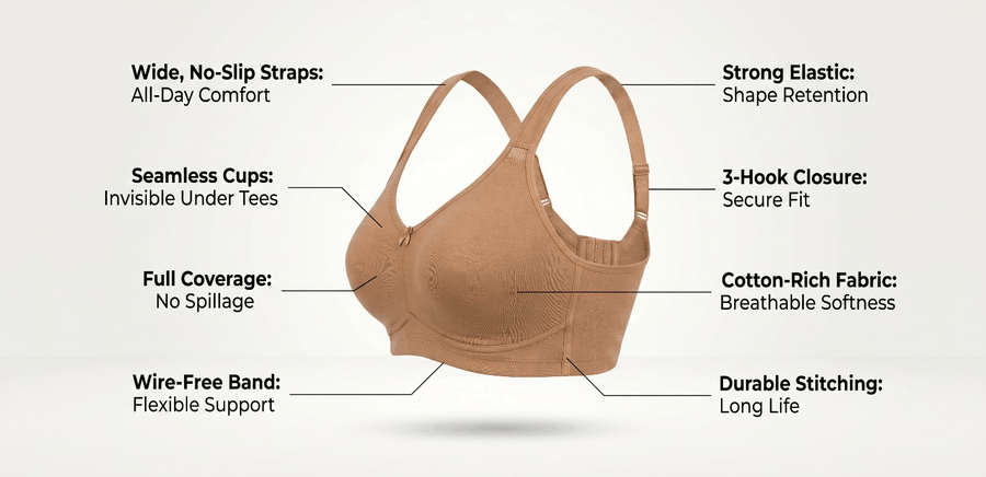 Full Coverage Non-Padded T-Shirt Bra in Polyamide - AlplSecret, C Cup specification image