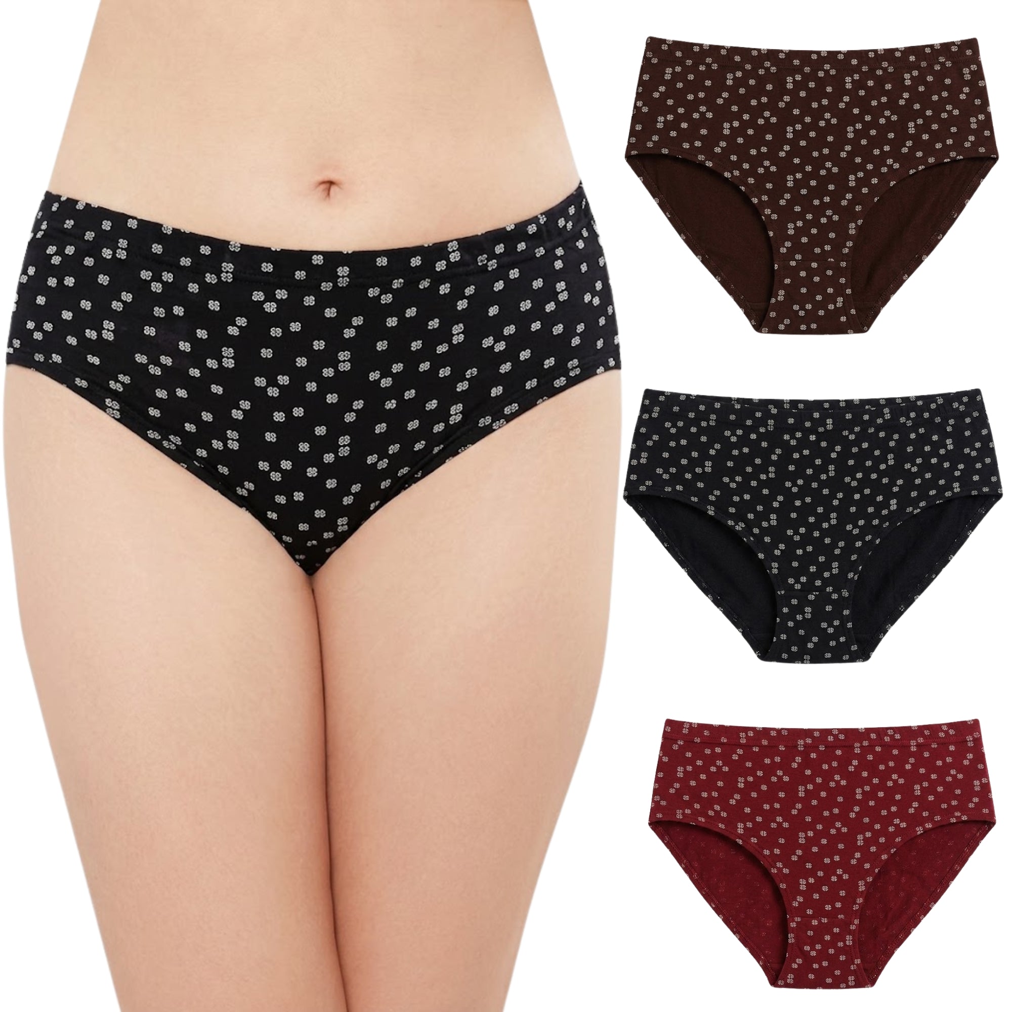 In Care 100% Cotton Hipster Panty – Dark Shades, Full Coverage, Pack of 3
