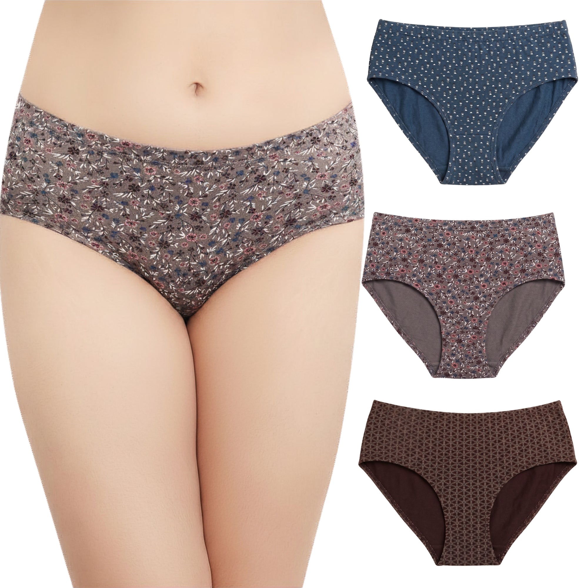 Women's Printed Cotton Hipster Briefs Combo - Assorted Set 1