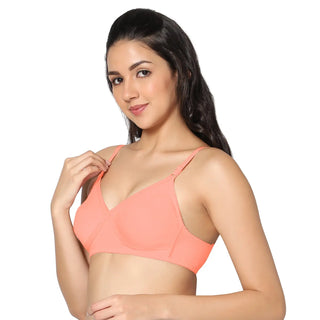 Non-Padded Full Coverage  T-Shirt Bra Peach Maroon  color  (Pack of 2)