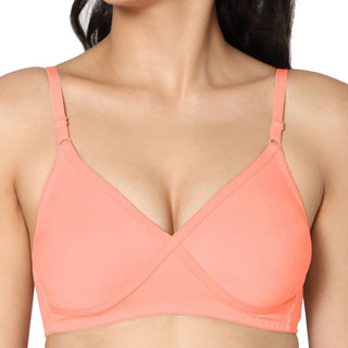 Non-Padded Full Coverage  T-Shirt Bra Peach Maroon  color  (Pack of 2)