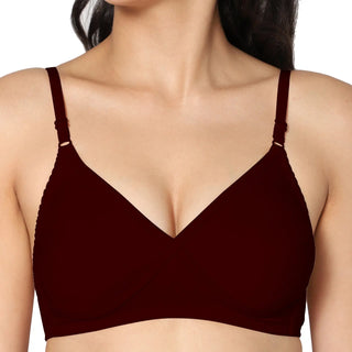 Non-Padded Full Coverage  T-Shirt Bra Peach Maroon  color  (Pack of 2)