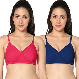 Non-Padded Full Coverage  T-Shirt Bra Mangenta Royalblue color (Pack of 2)