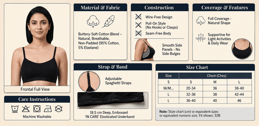 Wire-Free Slip-On Sports Bra - Full Coverage specification image