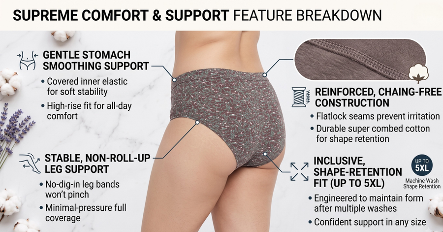 Cotton Hipster Panty Combo – 3 Different Prints, Pack of 3 specification image
