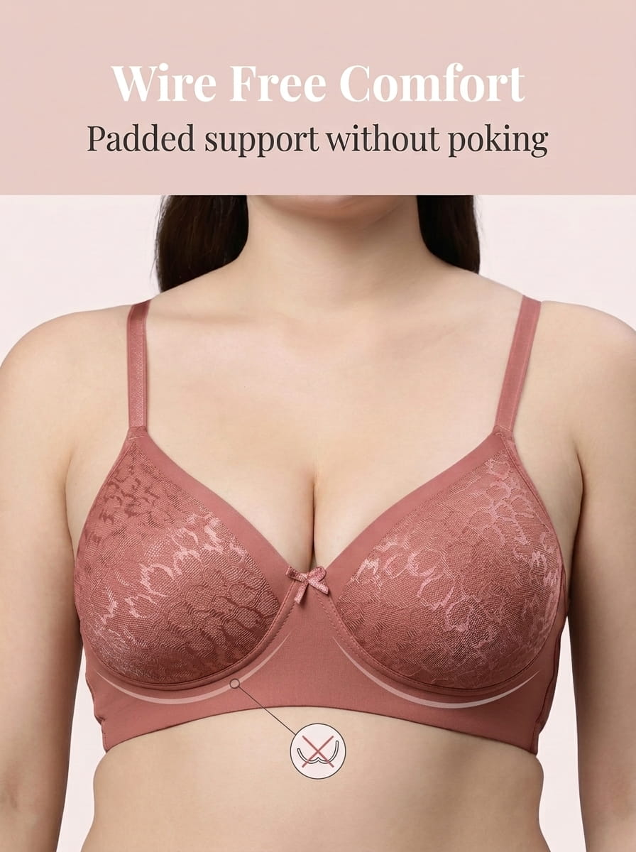 Medium Coverage Padded Lace Bra - B Cup