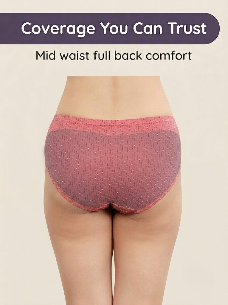 In Care Cotton Hipster Panty Combo – Coral, Grey & Ink, Pack of 3