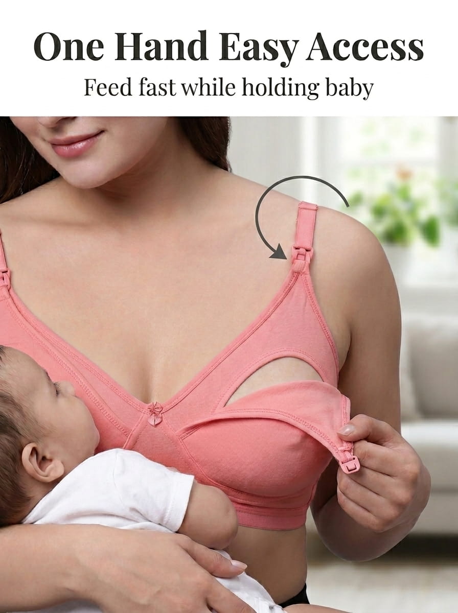 Non-Padded Non-Wired Maternity Nursing Bra - Zoey, D Cup