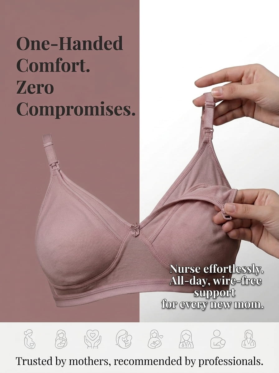 Non-Padded Non-Wired Maternity Nursing Bra - Zoey, D Cup