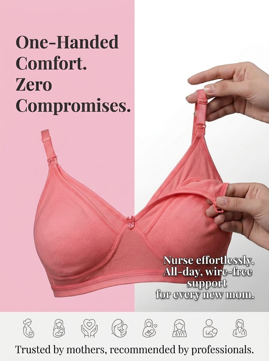 Non-Padded Non-Wired Maternity Nursing Bra - Zoey, D Cup