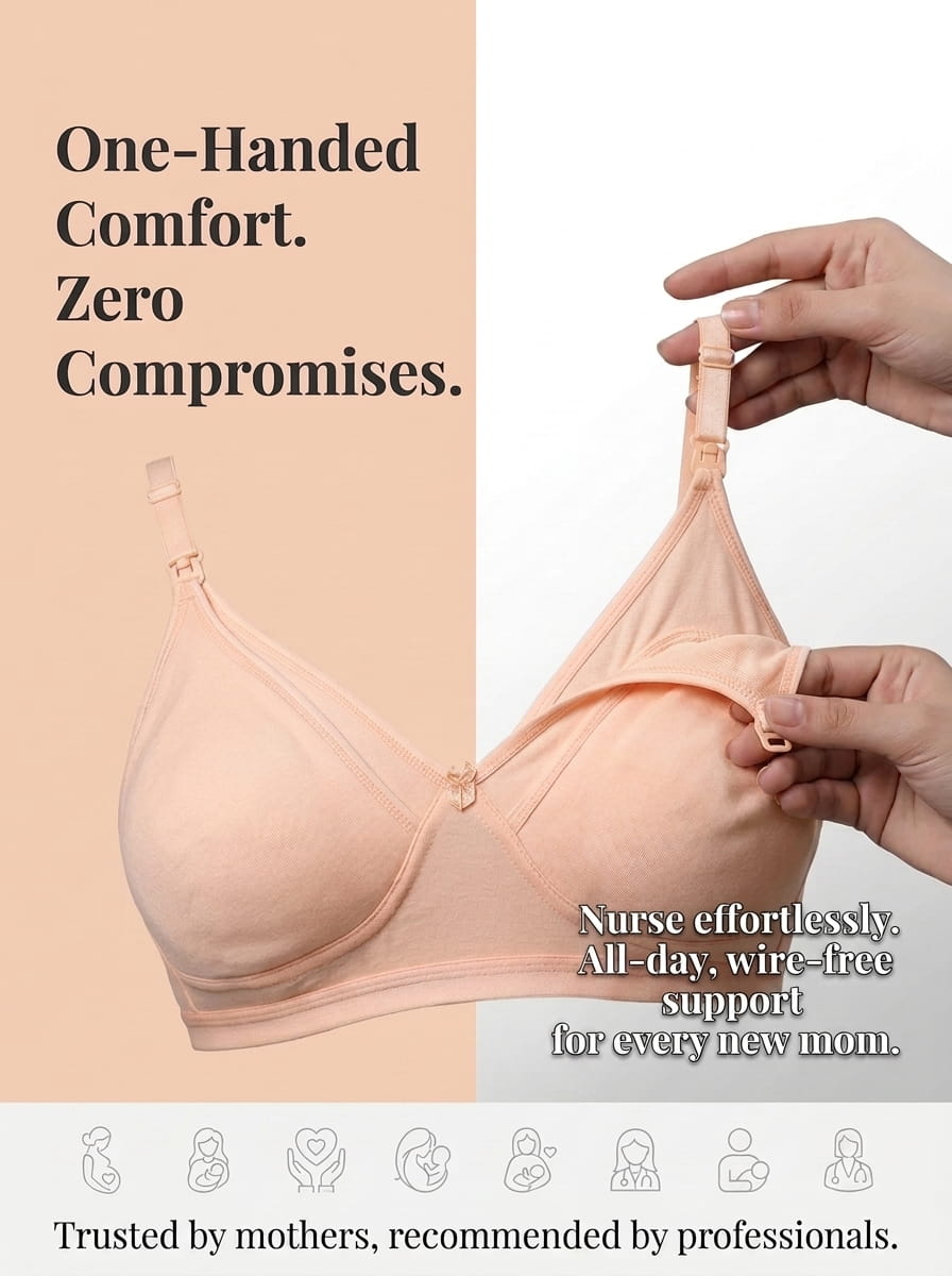 Non-Padded Non-Wired Maternity Nursing Bra - Zoey, D Cup