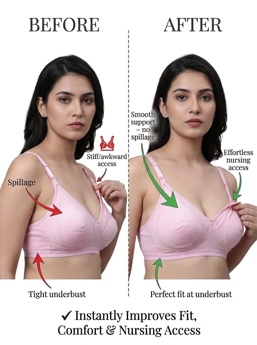 Non-Padded Non-Wired Maternity Nursing Bra - Zoey, D Cup