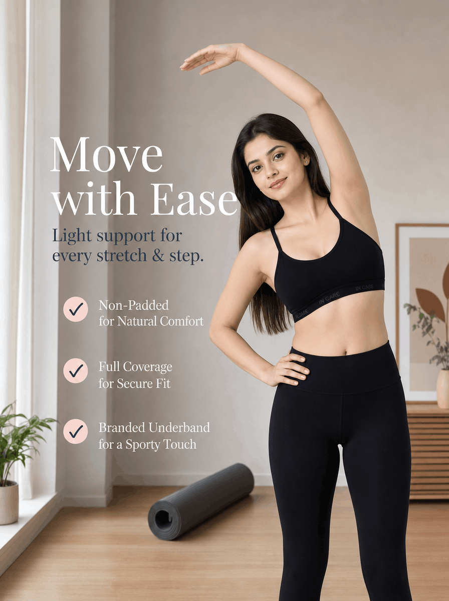 In Care Slip On Sports Bra – Non Padded Wire Free Cotton Bralette for Women