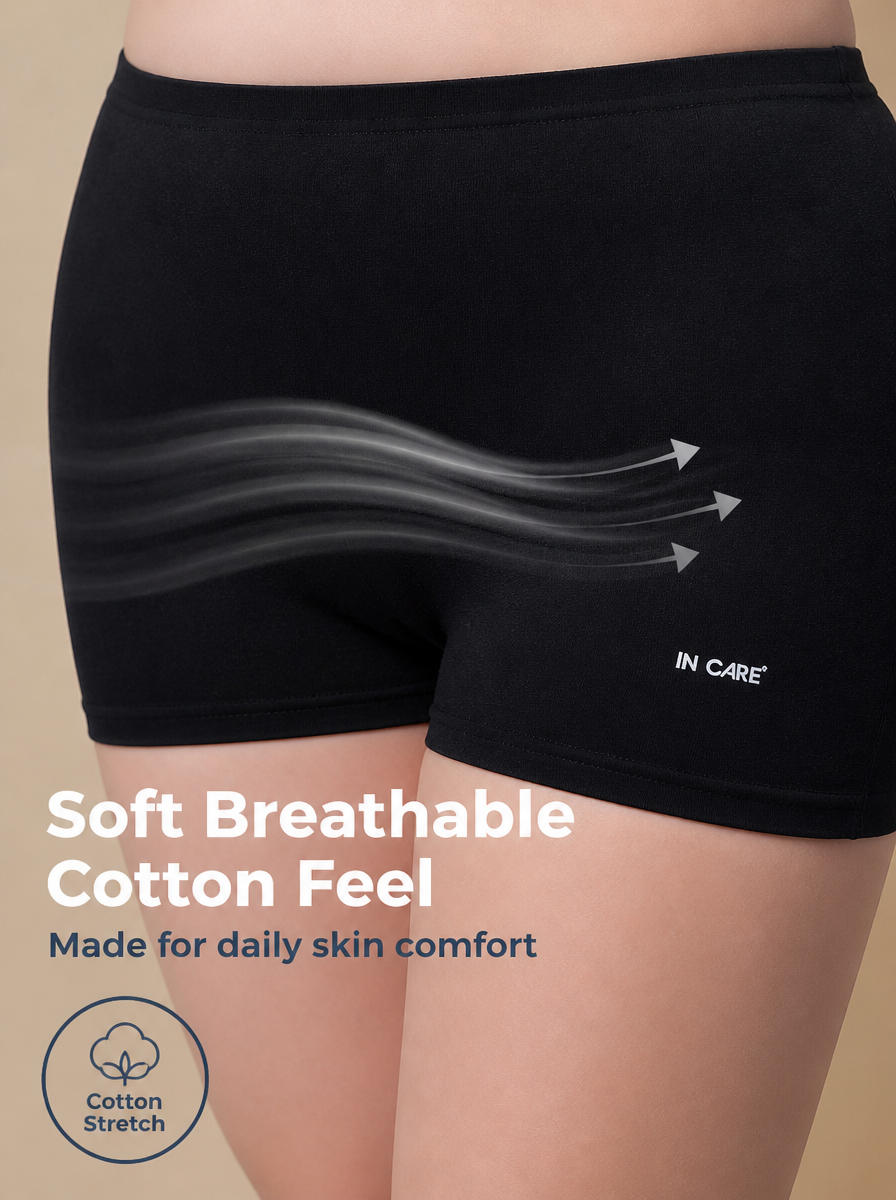 In Care Cotton High Rise Boyshorts | Inner Elastic | Full Coverage