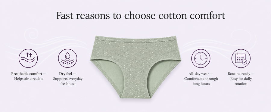 Cotton Hipster Panty Combo – Rose, Sage & Espresso, Pack of 3 specification image