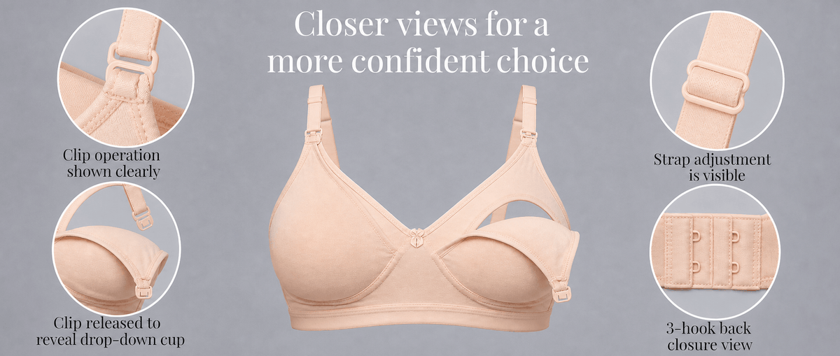 Non-Padded Non-Wired Maternity Nursing Bra - Zoey, D Cup