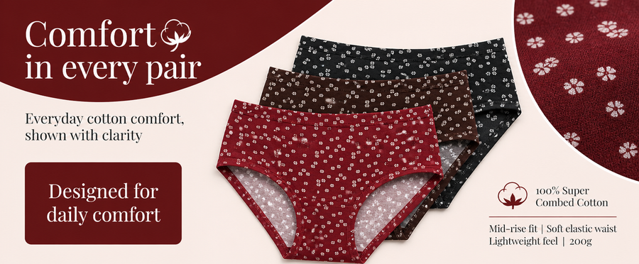 Cotton Hipster Panty – Dark Shades, Full Coverage, Pack of 3 specification image