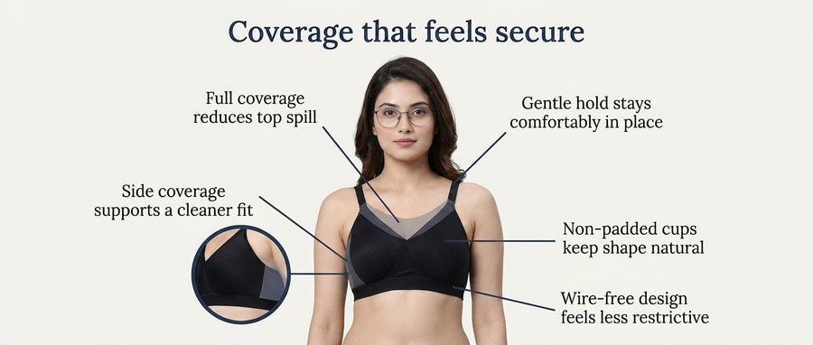 Full Coverage Non-Padded Bra in Soft Interlock Fabric - AlplSenorita, D Cup specification image
