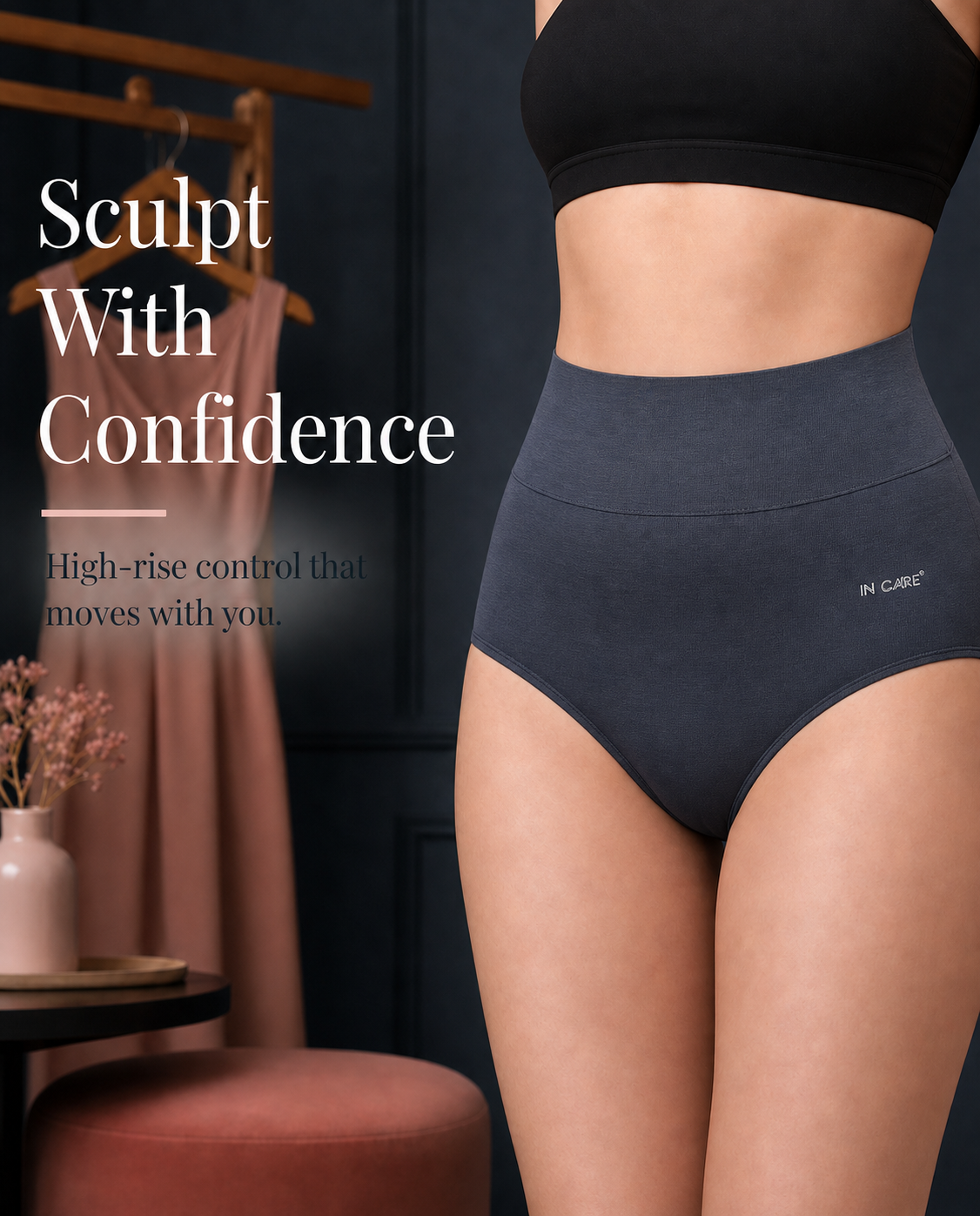 High Waist Belly Control Shaper Panty with Broad Elastic Belt