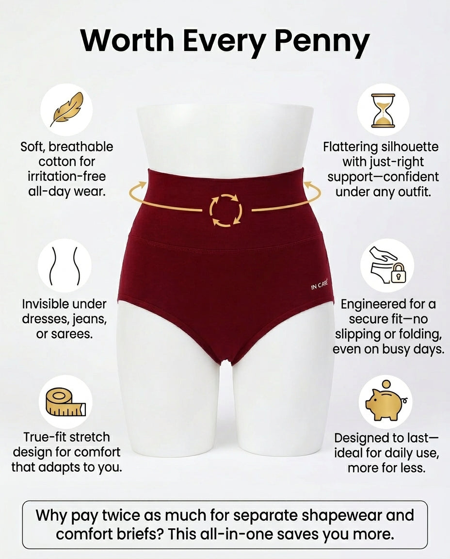 Shapewear Tummy Control Panty with Broad Elastic Waistband | Full Coverage