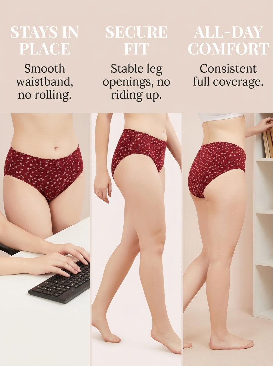 In Care 100% Cotton Hipster Panty – Dark Shades, Full Coverage, Pack of 3
