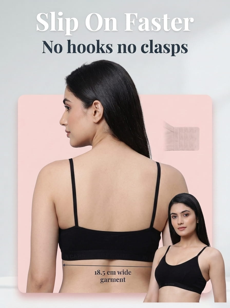 In Care Slip On Sports Bra – Non Padded Wire Free Cotton Bralette for Women