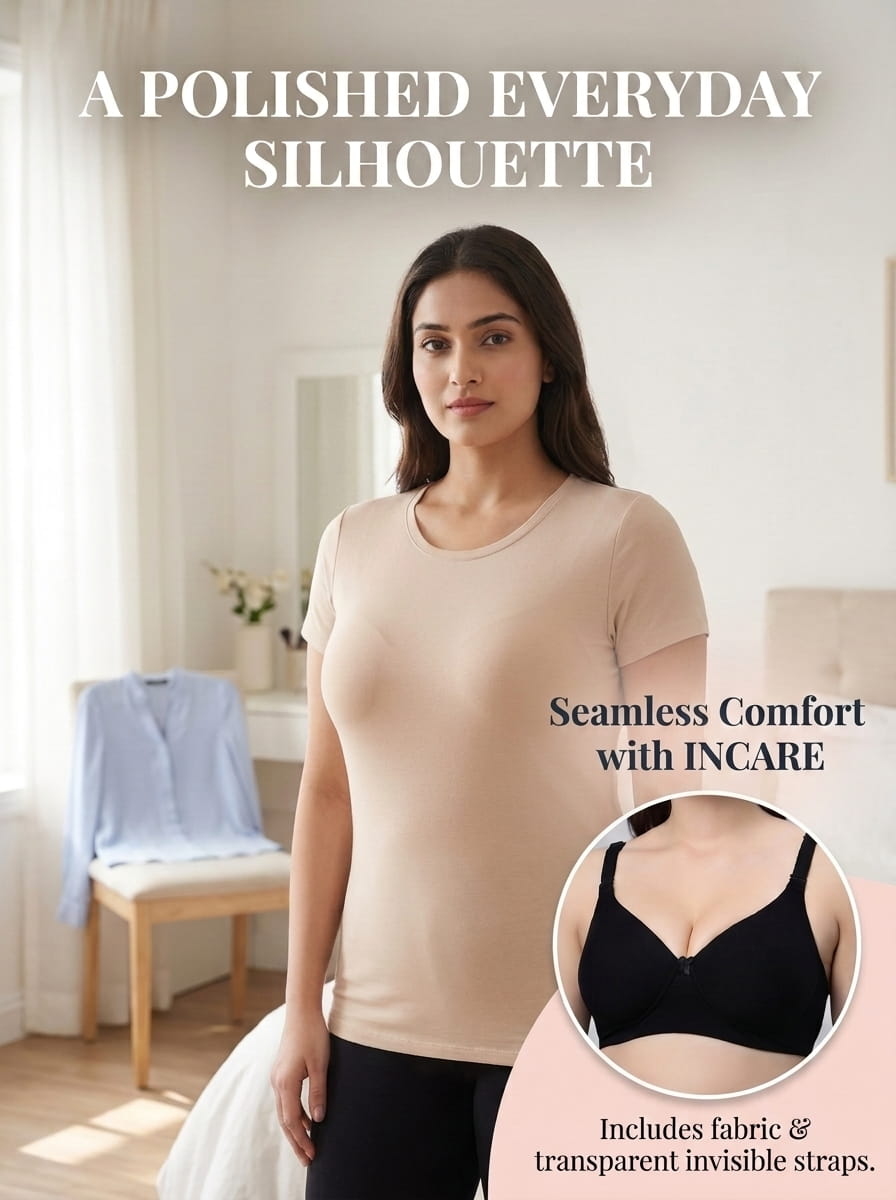 Seamless Padded T-Shirt Bra - C Cup in Skin, Black & White