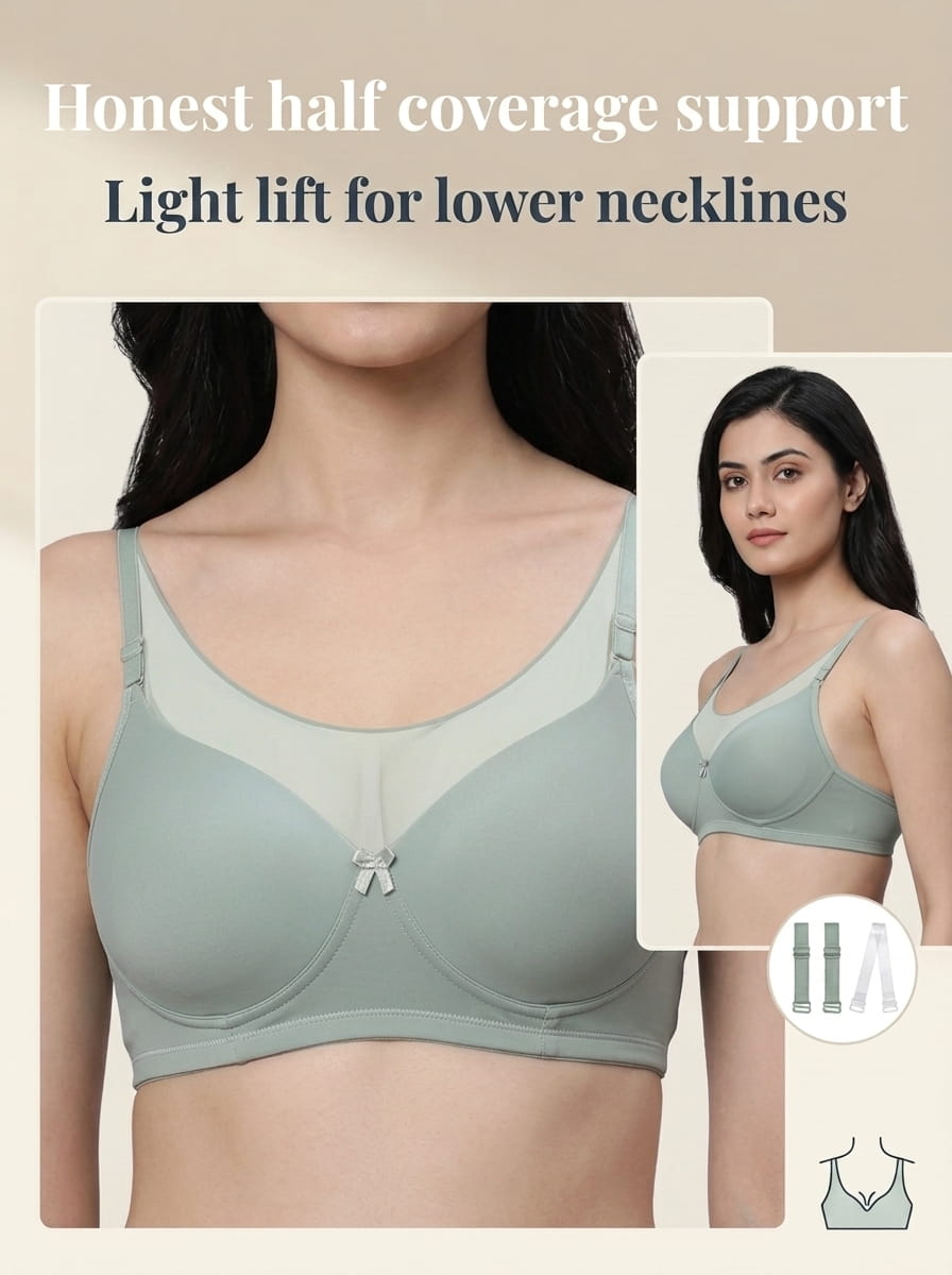 Half Coverage Padded T-Shirt Bra - B Cup