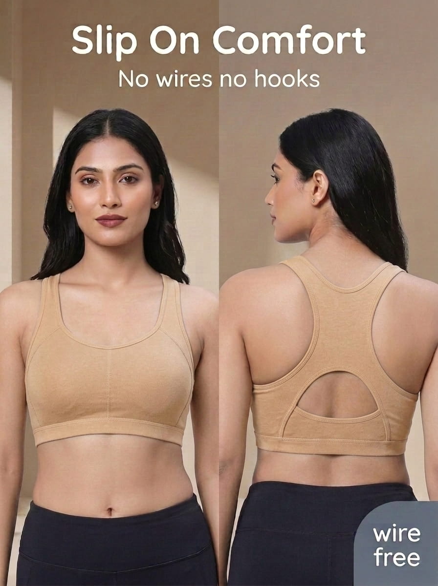 Padded Sports Bra with Removable Cups & Adjustable Straps