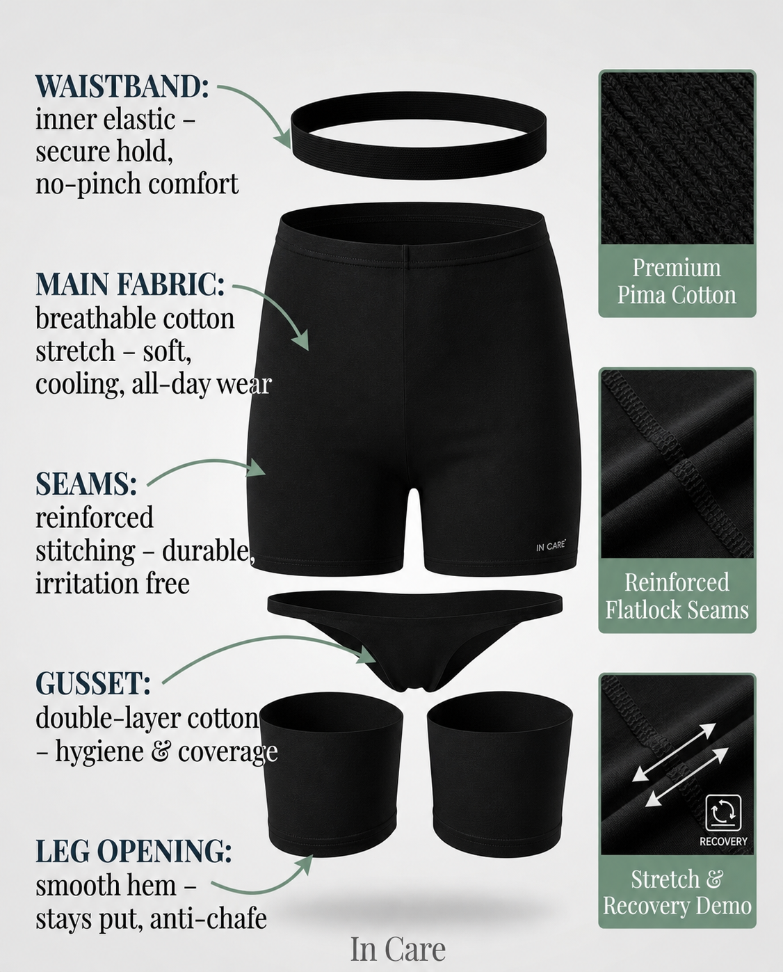 Cotton High Rise Boyshorts with Soft Elastic Waistband | Full Coverage