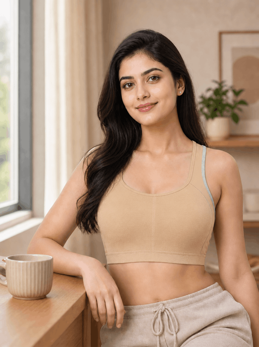 Padded Sports Bra with Removable Cups & Adjustable Straps