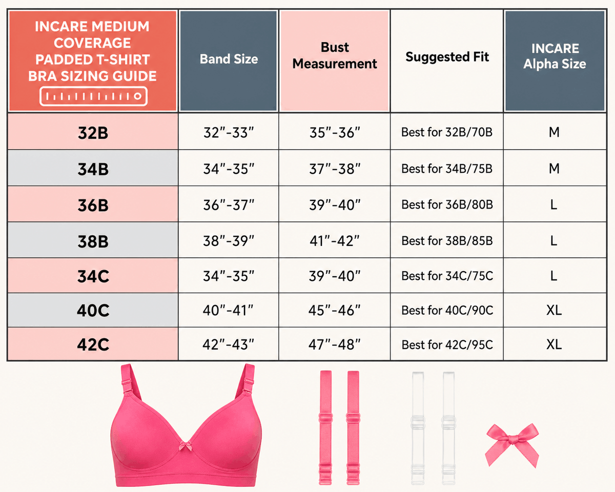 Medium Coverage Padded T-Shirt Bra - B Cup, 6 Colours