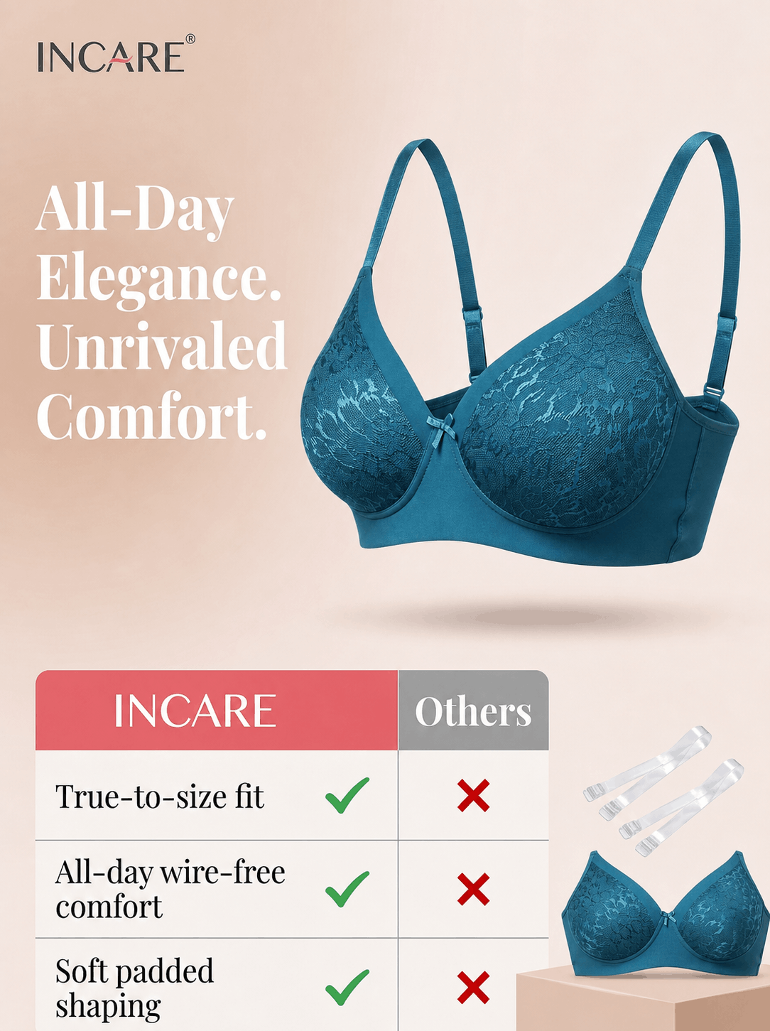 Medium Coverage Padded Lace Bra - B Cup