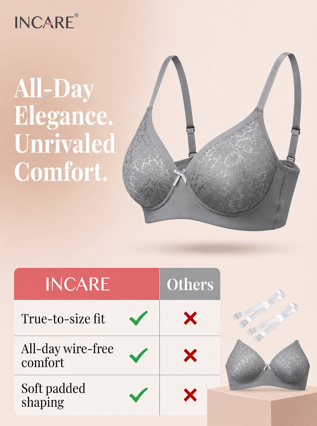 Medium Coverage Padded Lace Bra - B Cup