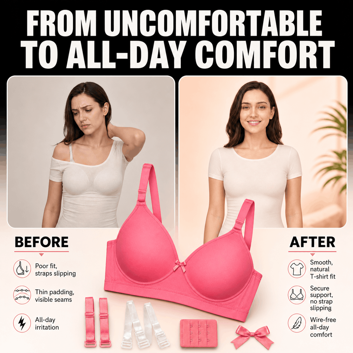 Medium Coverage Padded T-Shirt Bra - B Cup, 6 Colours
