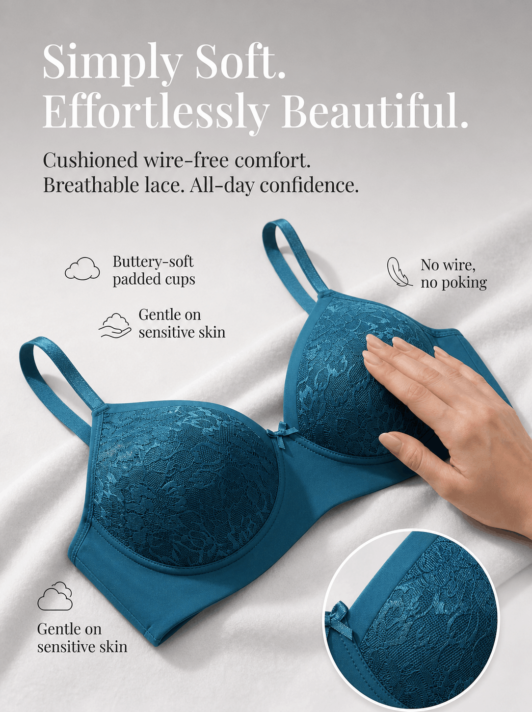 Medium Coverage Padded Lace Bra - B Cup