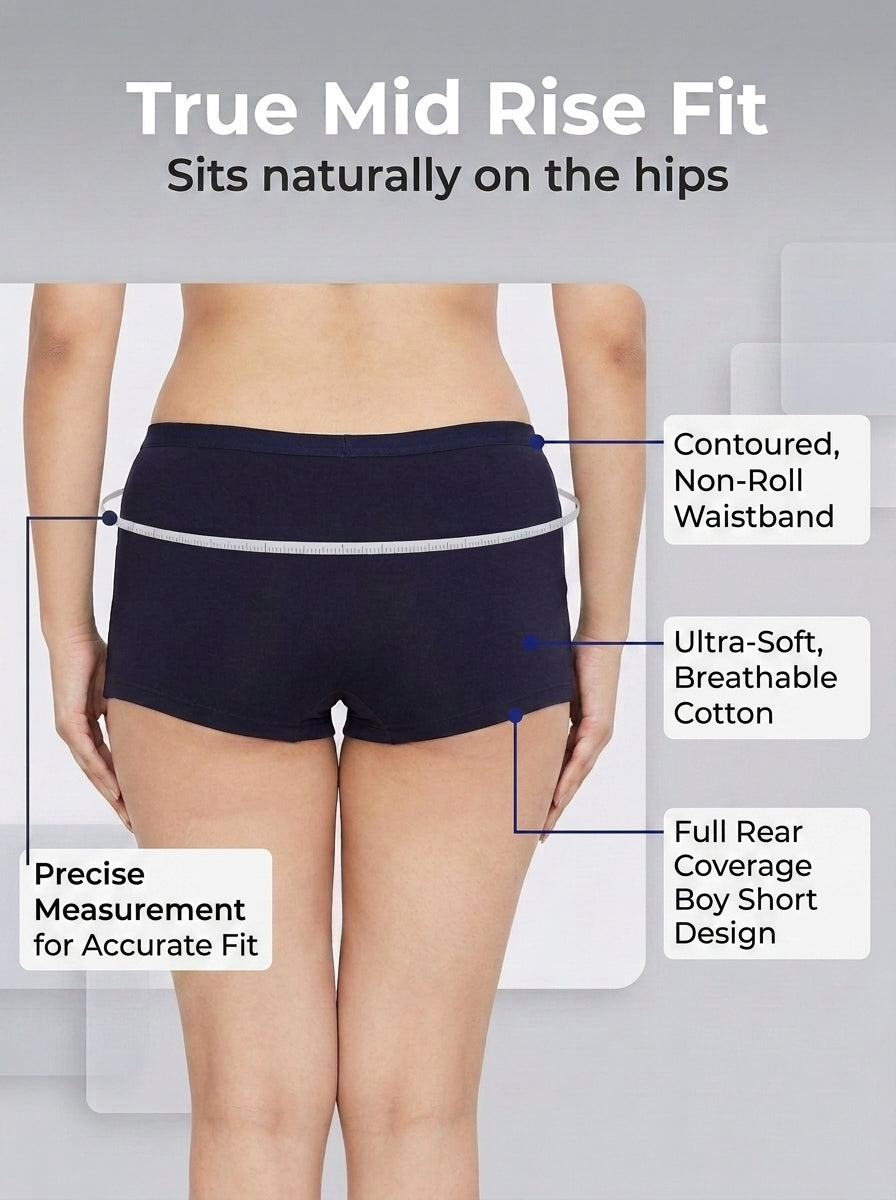 Cotton Blend Boyshorts with Outer Elastic - Pack of 2