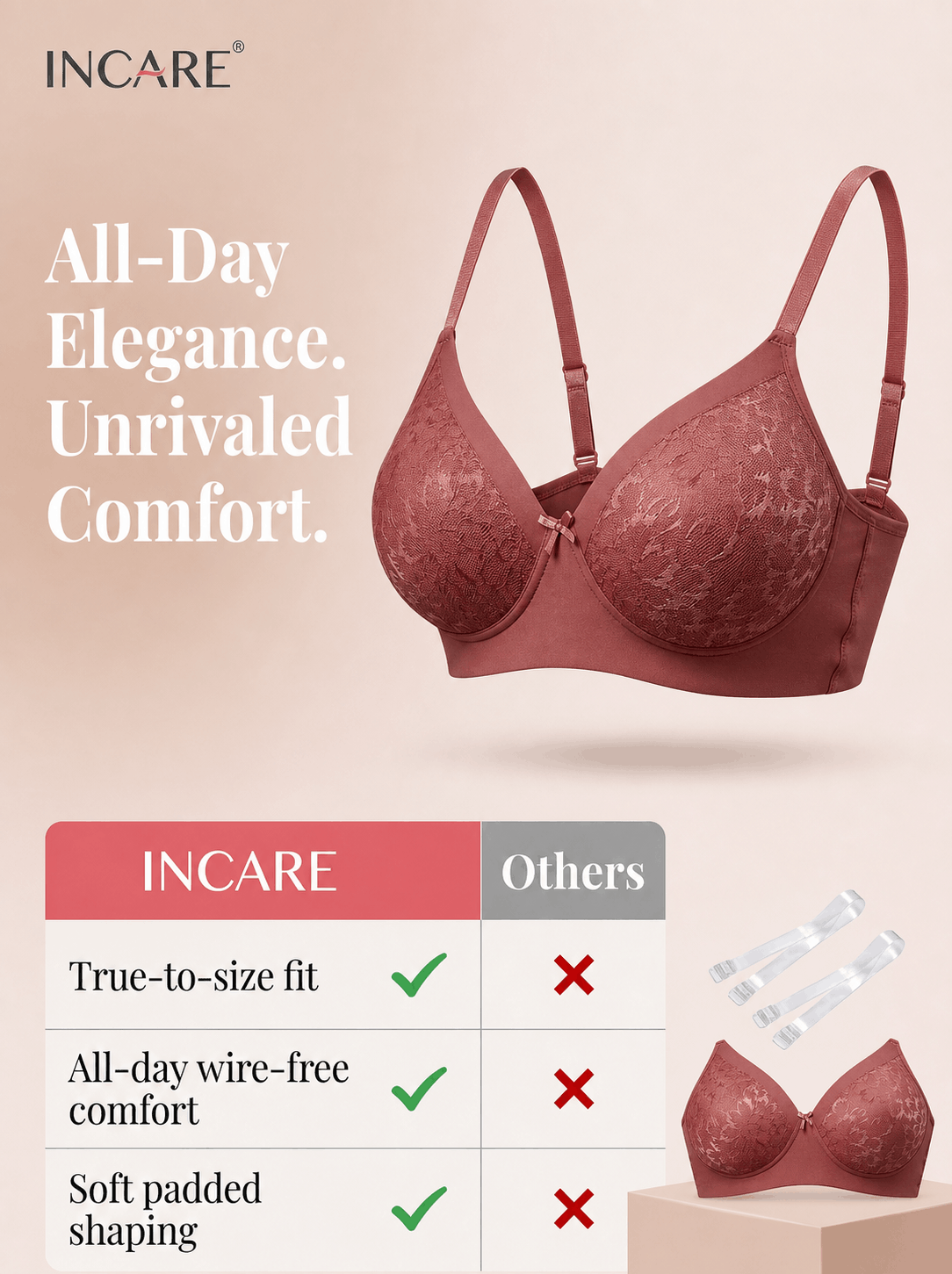Medium Coverage Padded Lace Bra - B Cup