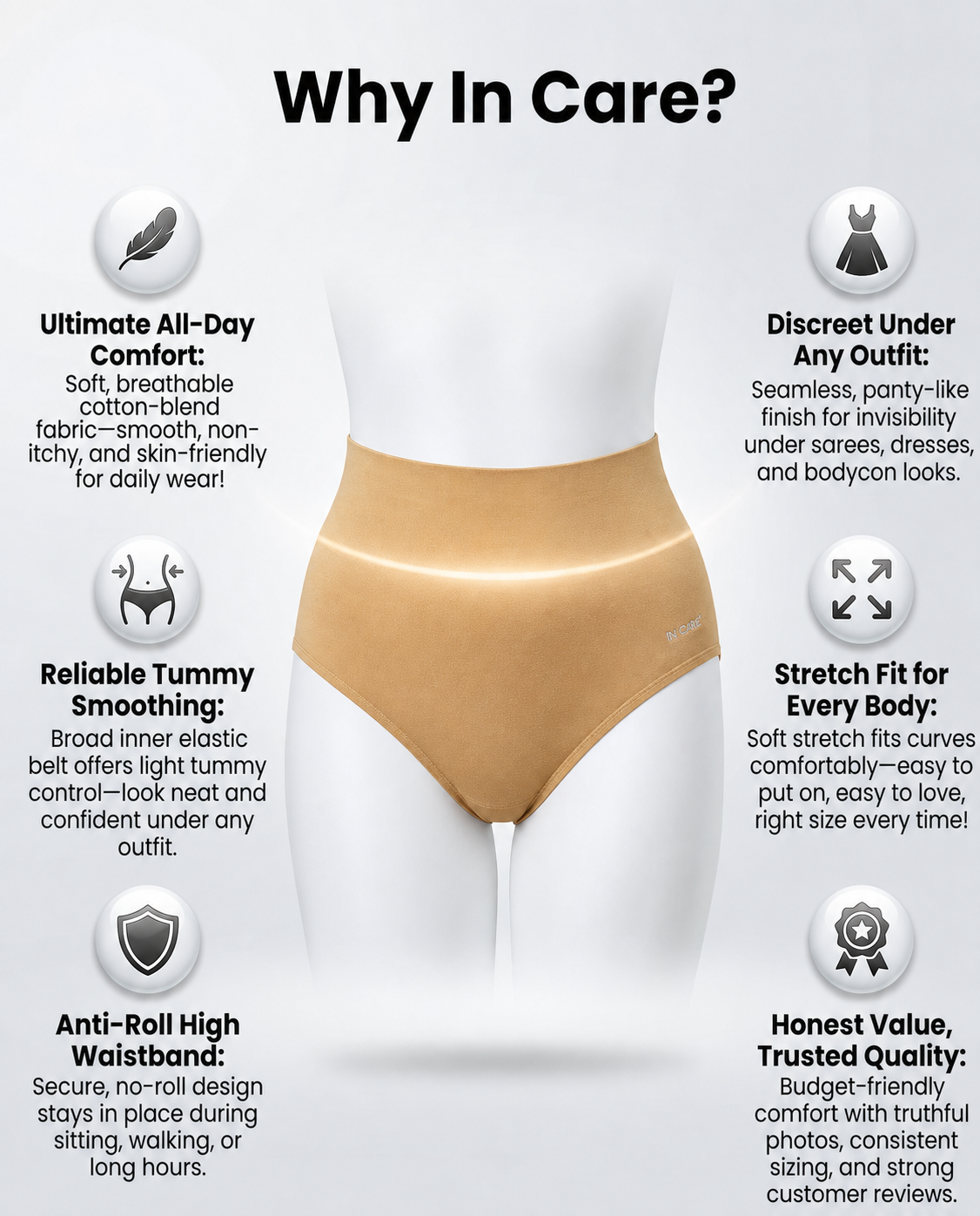 High Waist Belly Control Shaper Panty with Broad Elastic Belt