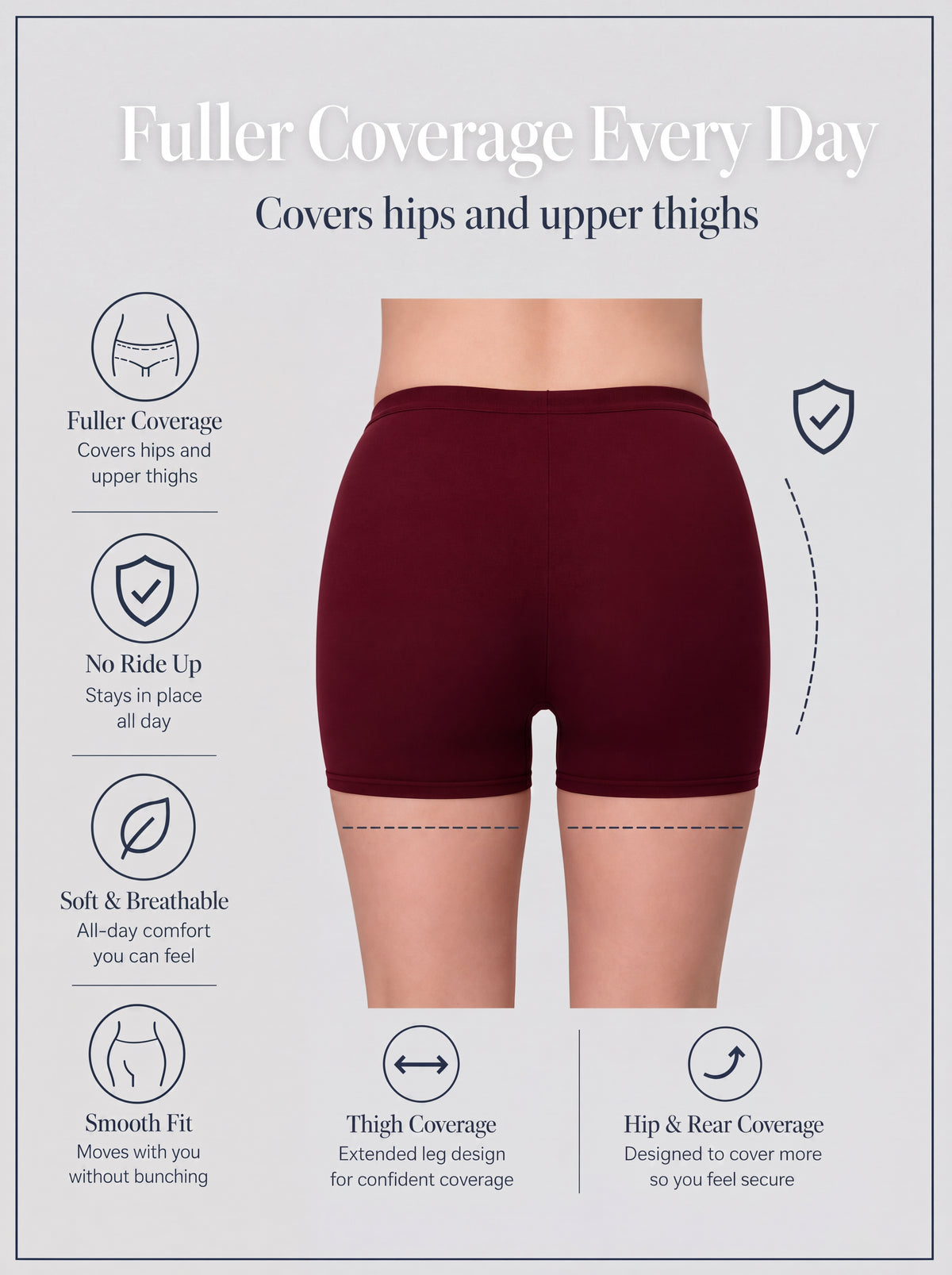 In Care Cotton Hipster Boyshorts | Full Coverage | Pack of 3