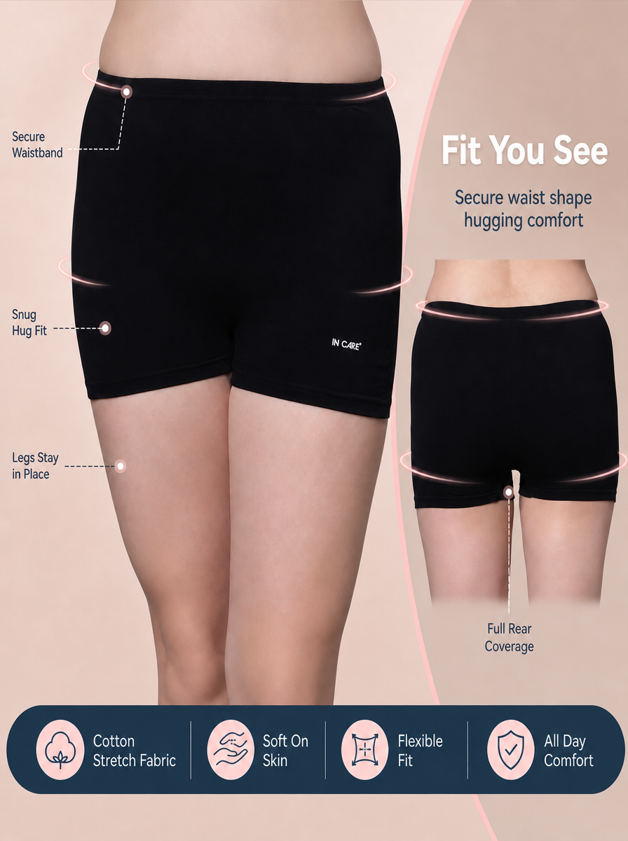 In Care Cotton High Rise Boyshorts | Inner Elastic | Full Coverage