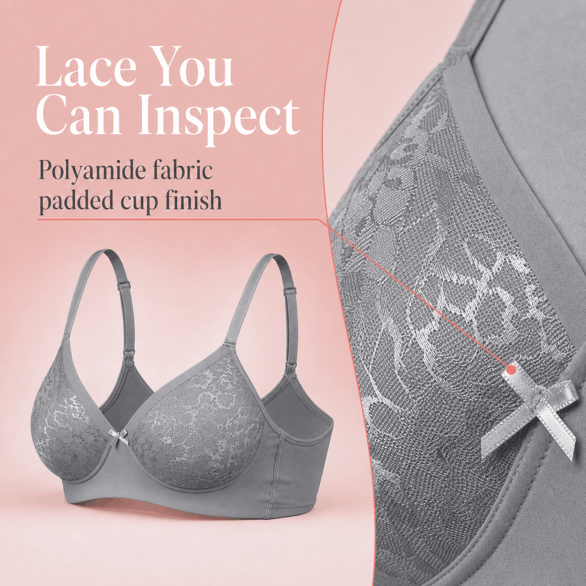 Medium Coverage Padded Lace Bra - B Cup