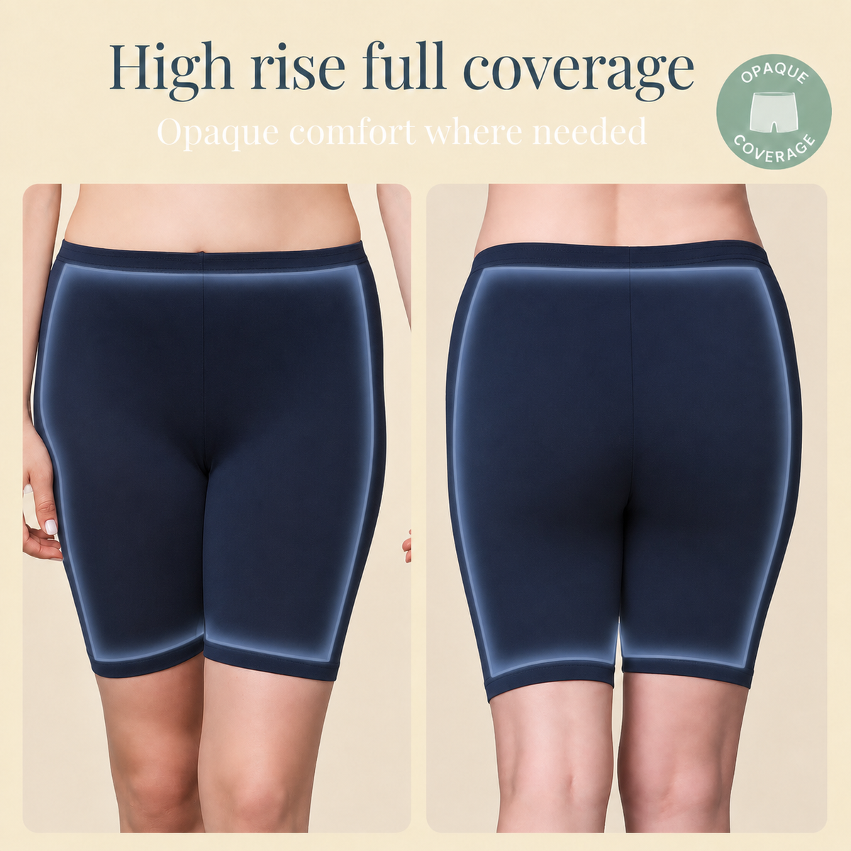 Cotton High Rise Boyshorts with Soft Elastic Waistband | Full Coverage