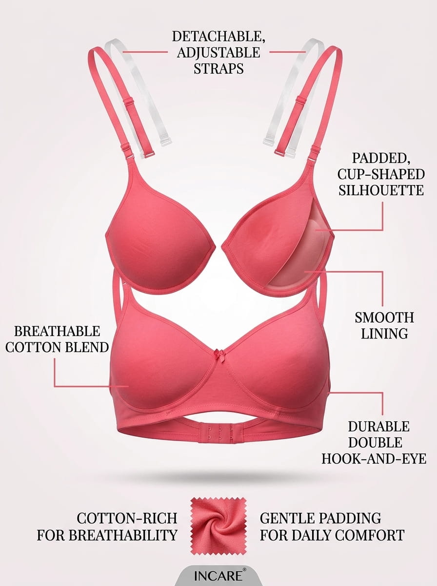Everyday Padded T-Shirt Bra - B Cup, 4 Colours