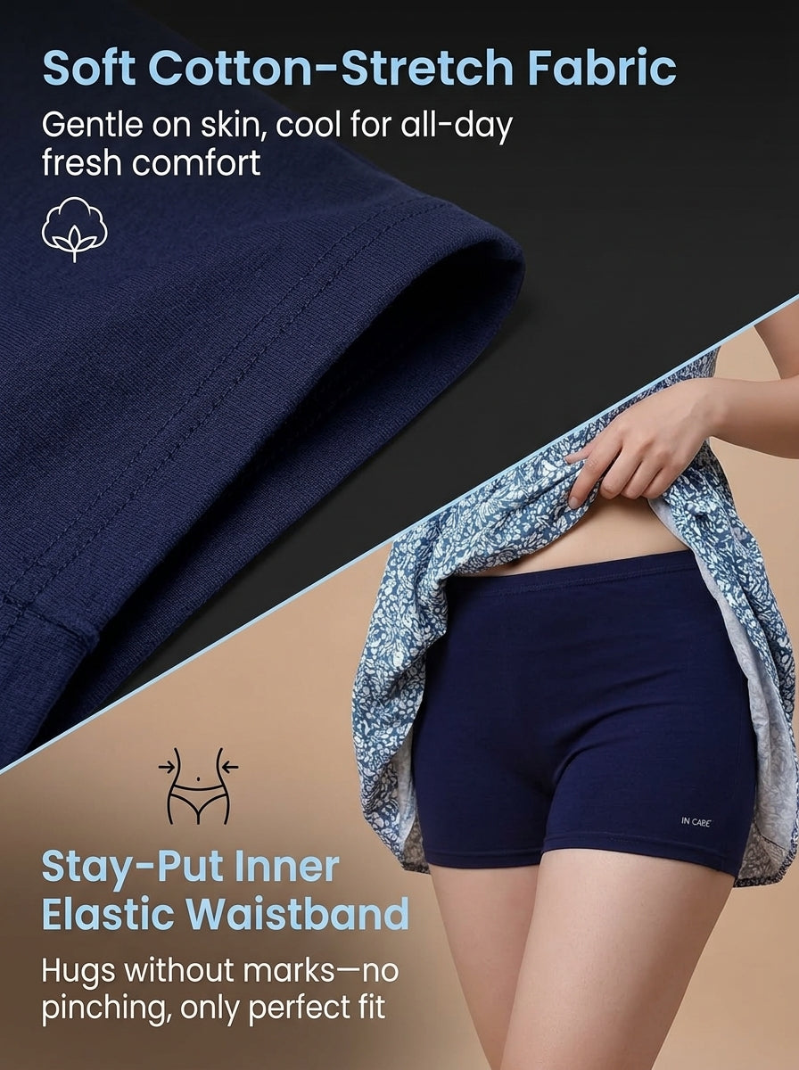 In Care Cotton High Rise Boyshorts | Inner Elastic | Full Coverage