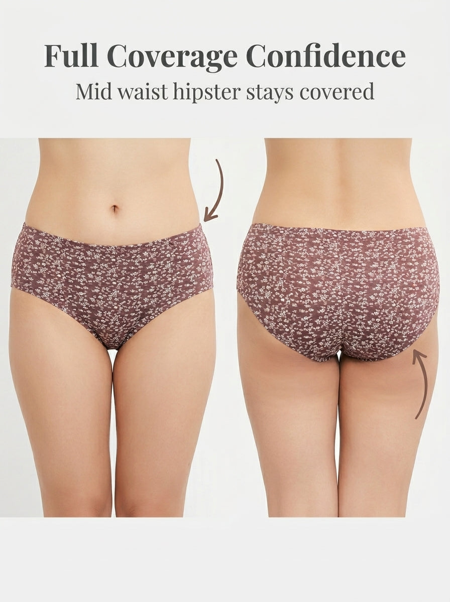 In Care Cotton Hipster Panty Combo – Nude, Mauve & Espresso, Pack of 3
