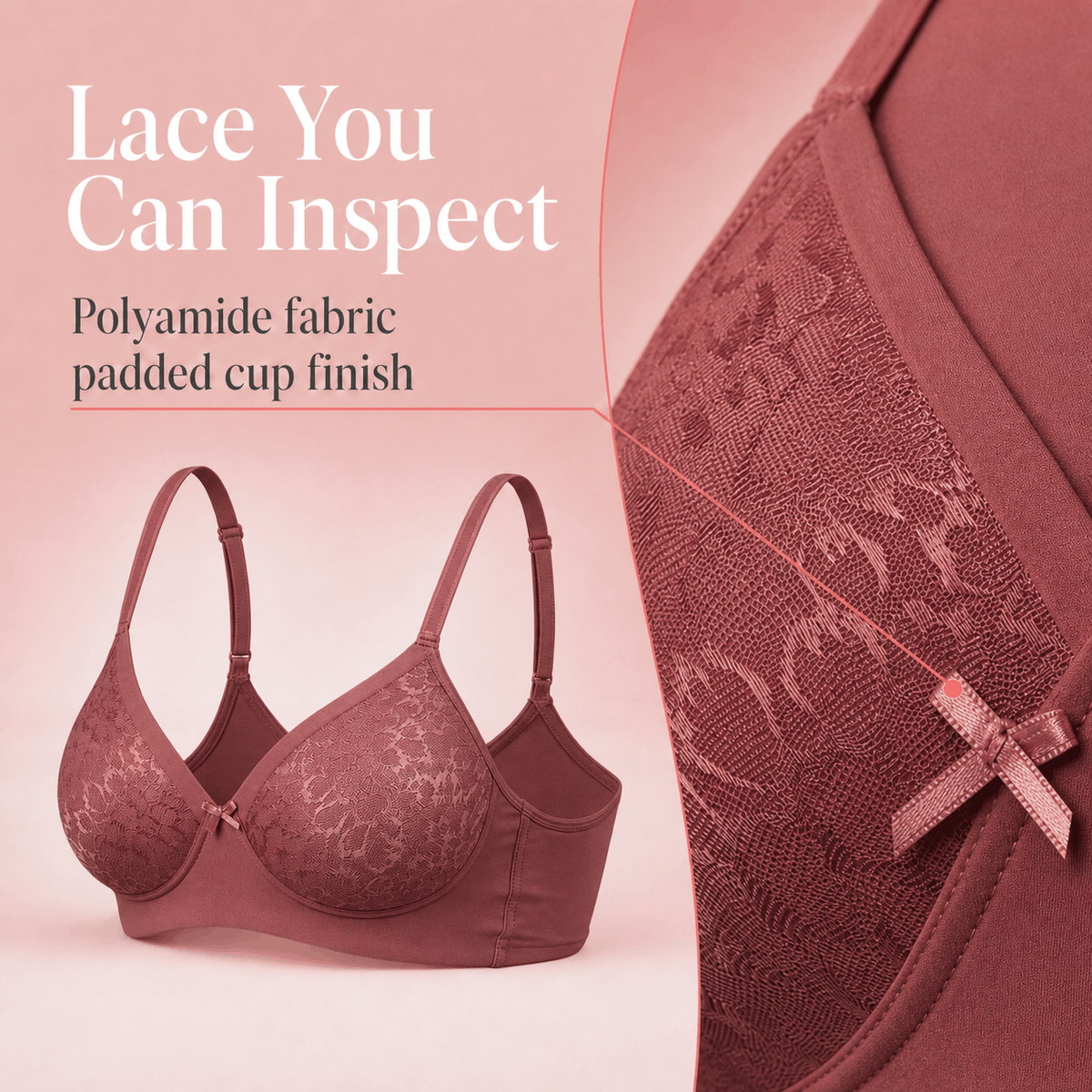 Medium Coverage Padded Lace Bra - B Cup