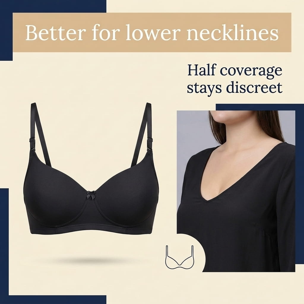 Half Coverage Padded T-Shirt Bra - B Cup