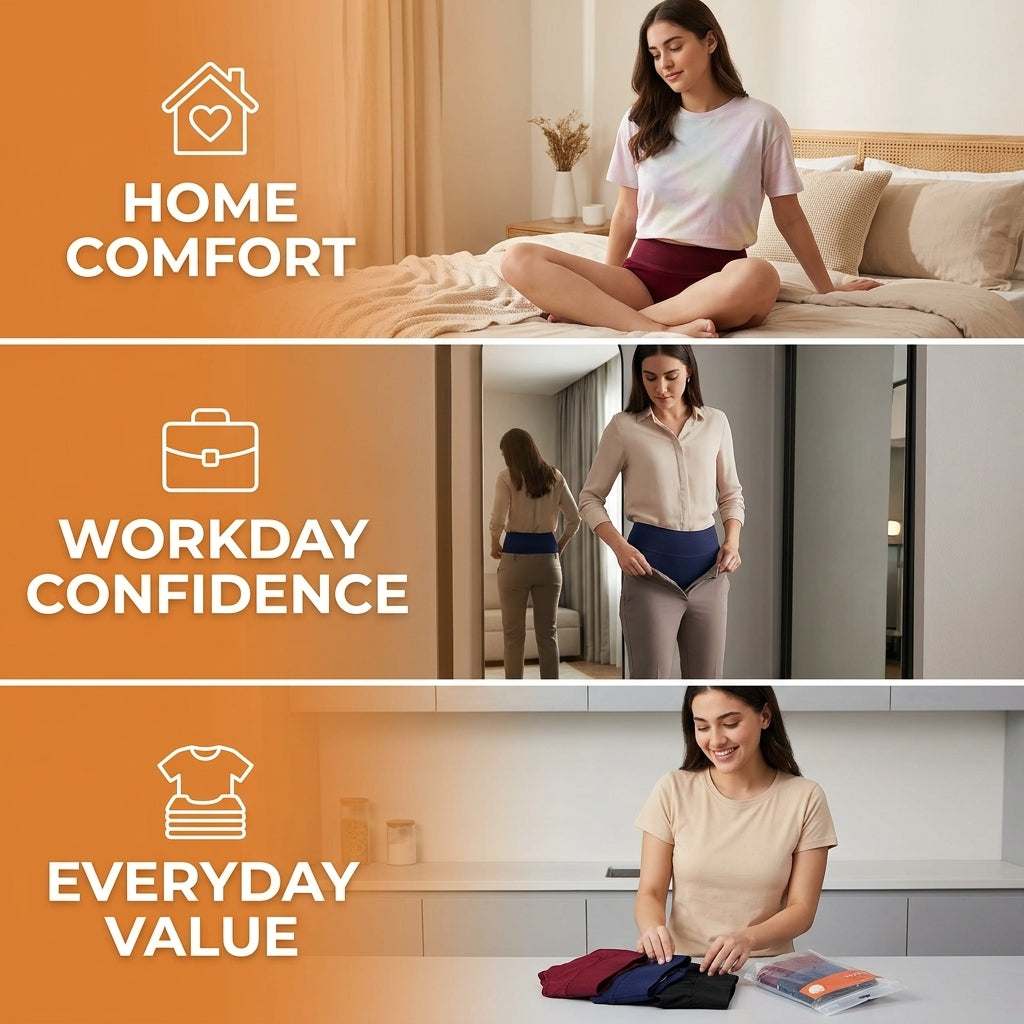 Belly Control Panties for Women | Broad Elastic Waistband | Pack of 3