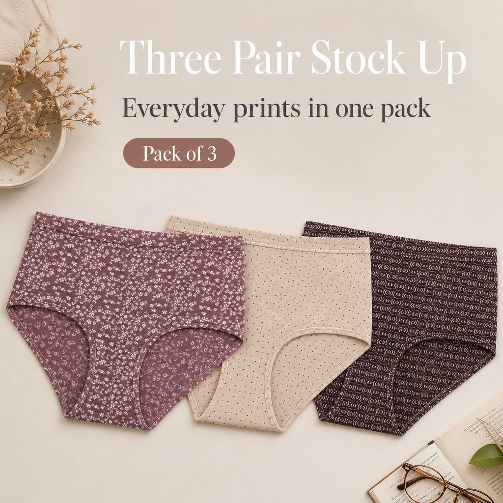 Cotton Hipster Panty Combo – Nude, Mauve & Espresso, Pack of 3